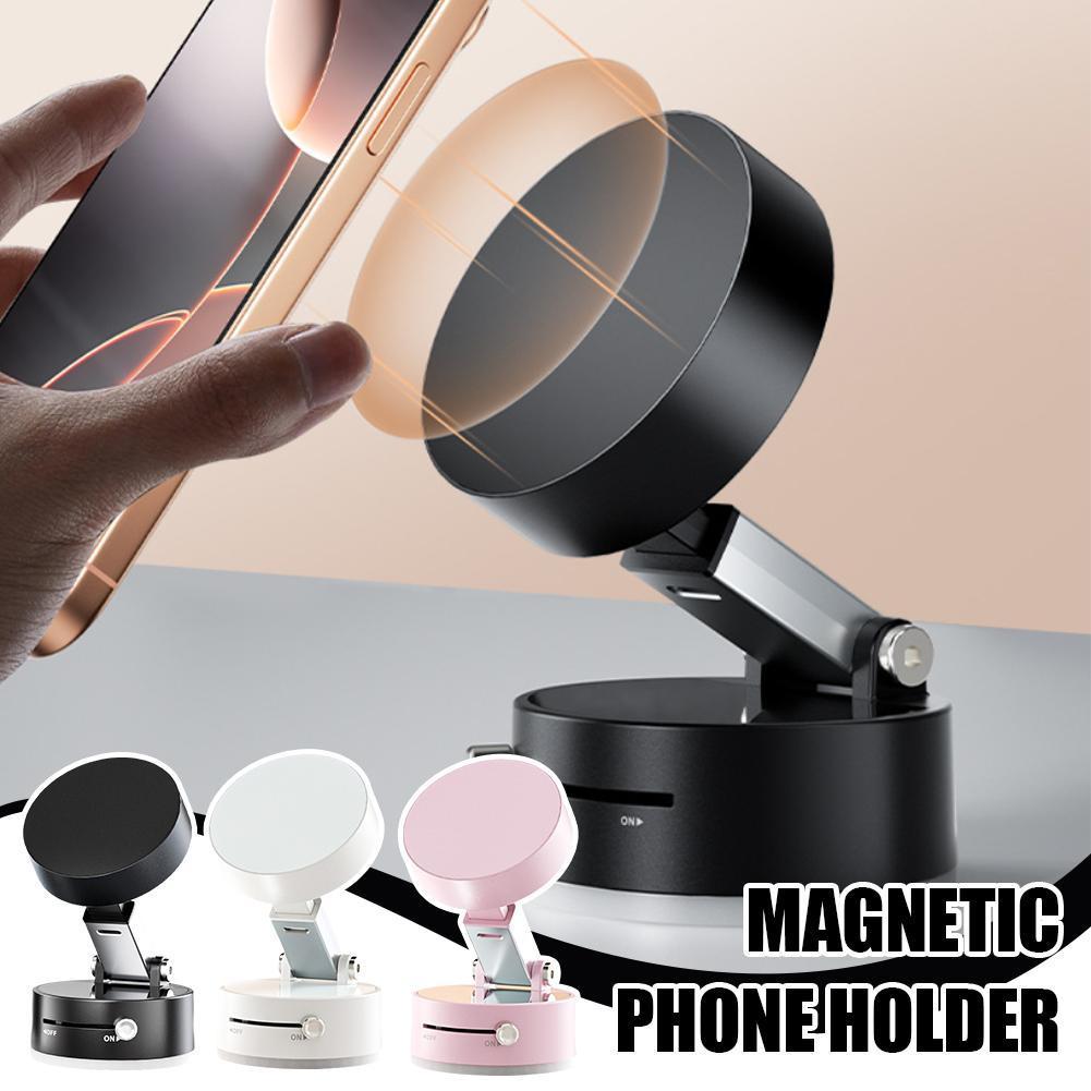 Foldable Magnetic Phone Holder – 360° Suction for Car, Home & Gym